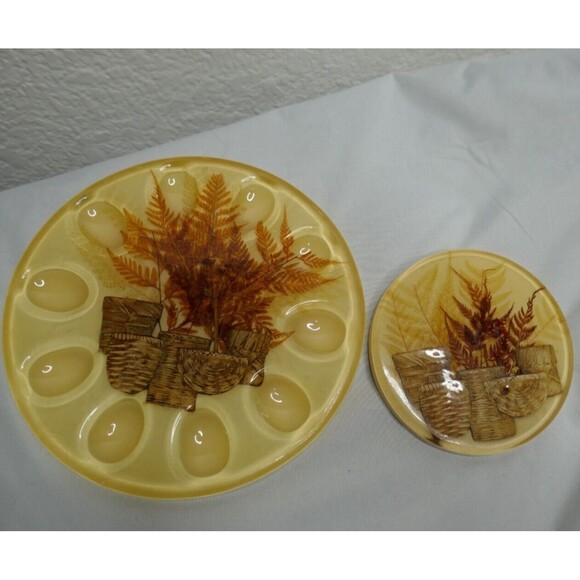 Other - Vintage 60s Lucite Deviled Egg Plate Tray Trivet Set Holds 10 Mid Century Rustic